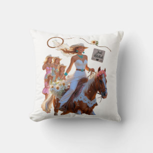 Summer Ride to Forever – Cowgirl Wedding Bliss Throw Pillow