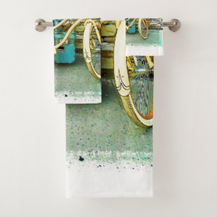Summer Ride - Yellow Bicycle Bath Towel Set