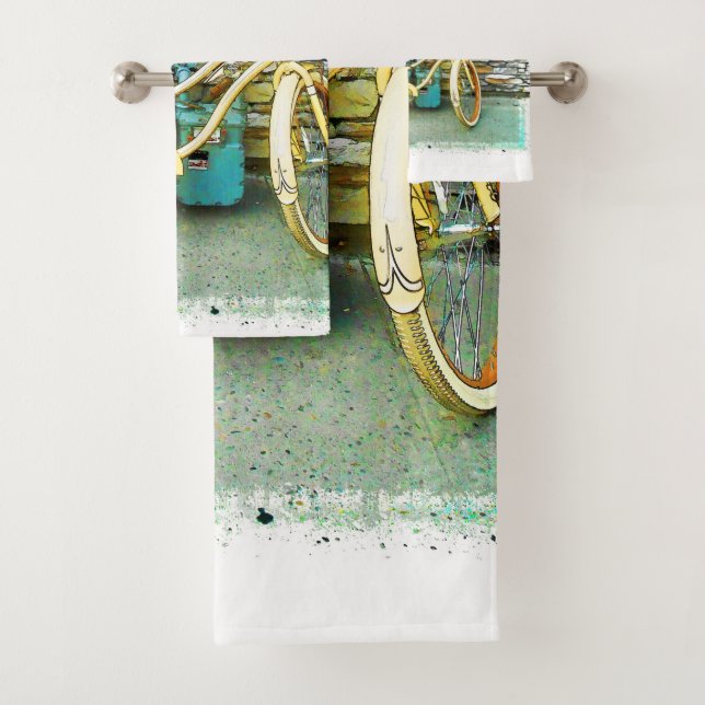 Summer Ride - Yellow Bicycle Bath Towel Set (Insitu)