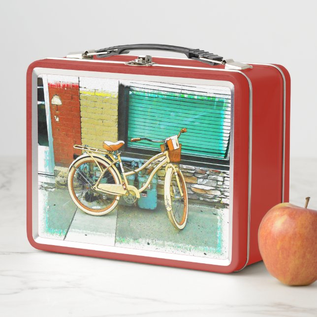 Summer Ride - Yellow Bicycle Metal Lunch Box (In Situ)