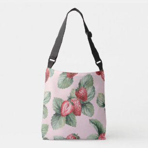 Summer Ripe Strawberries: Watercolor Pink Crossbody Bag