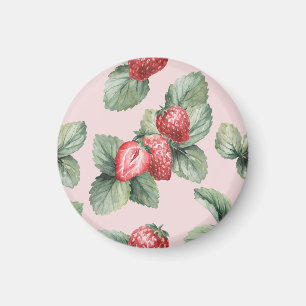 Summer Ripe Strawberries: Watercolor Pink Magnet