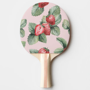 Summer Ripe Strawberries: Watercolor Pink Ping Pong Paddle