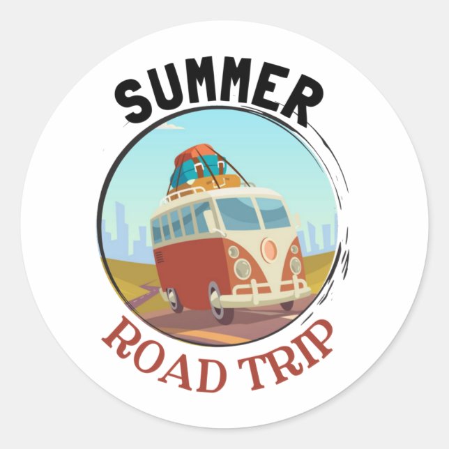 Summer road trip   classic round sticker (Front)