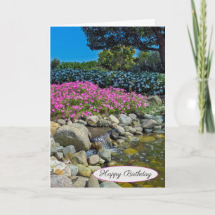 Summer rock garden with waterfalls card