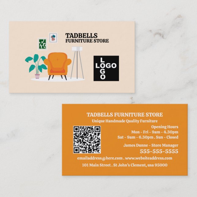 Summer Room - Furniture Store Sales Business Card (Front/Back)