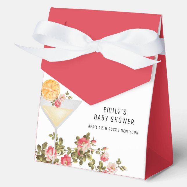 Summer Rose Brunch Bubbly Champagne Baby Shower  Favor Box (Front)