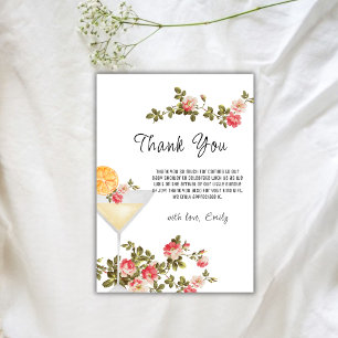 Summer Rose Brunch Bubbly Champagne Baby Shower  Thank You Card