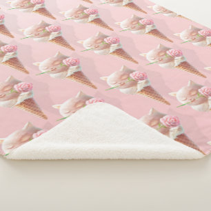 Summer Rose Ice Cream Sherpa Blanket