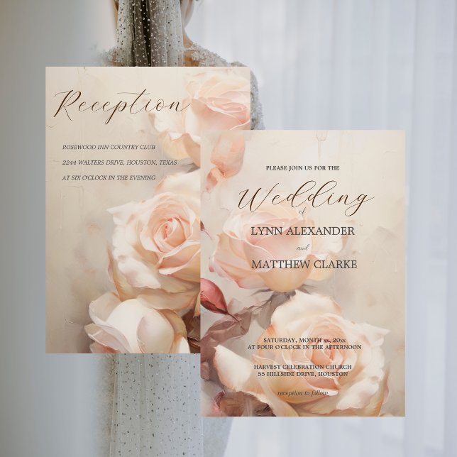 Summer Roses Elegant Wedding  Invitation (Summer Roses Elegant Wedding Invitation)