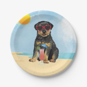 Summer Rottweiler Paper Plate