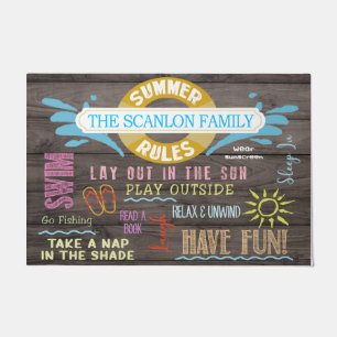  Summer Rules Personalized Mat, Pool Family  Doormat