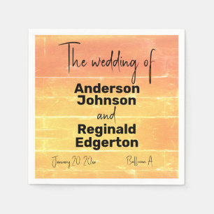 Summer Rustic Casual Yellow Peach Wedding Napkin