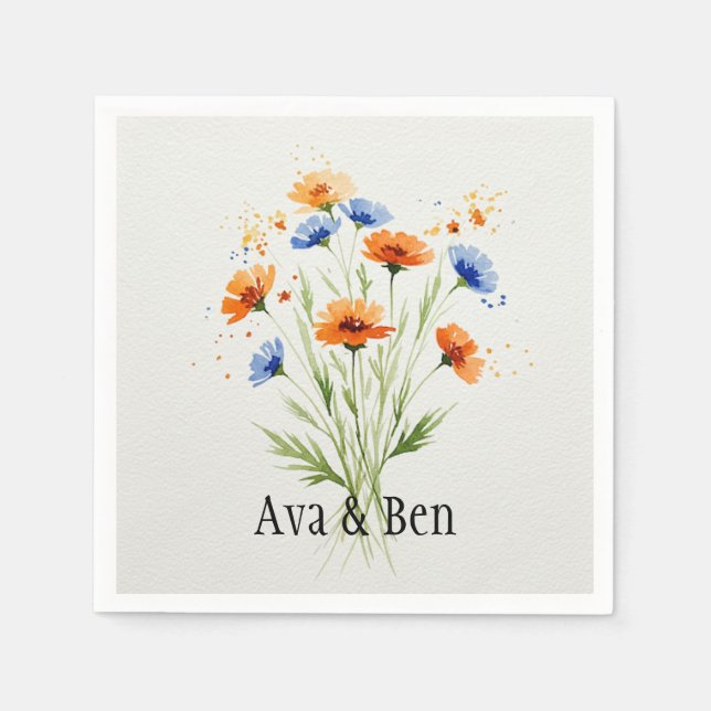 Summer’s Embrace Wildflower Wedding Napkin (Front)