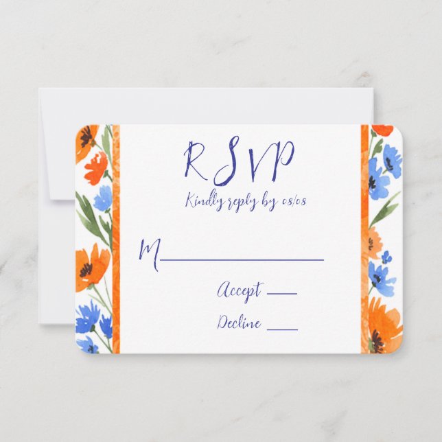 Summer’s Embrace Wildflower Wedding RSVP Cards (Front)