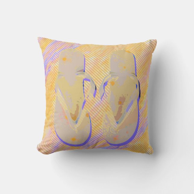 Summer Sandals Orange Purple Throw Pillow (Front)