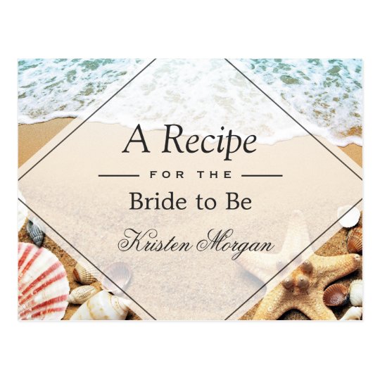 Summer Sandy Beach Starfish Bridal Shower Recipe Postcard