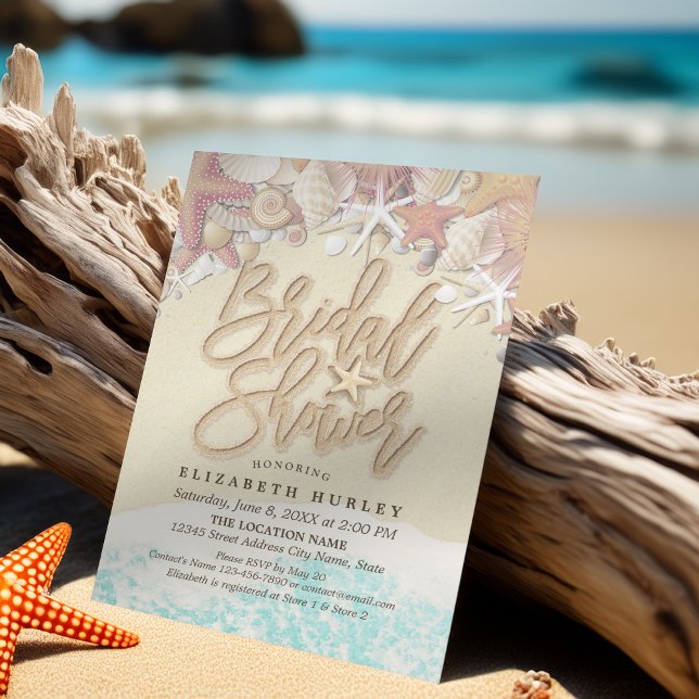 Summer Sandy Beach Wedding Bridal Shower Starfish Invitation (Creator Uploaded)