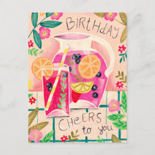 Summer sangria birthday cheers greeting  postcard