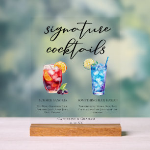Summer Sangria Blue Beach Pool Signature Cocktails Acrylic Sign