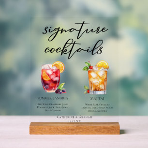Summer Sangria Mai Tai Chic Beach Cocktails Acrylic Sign
