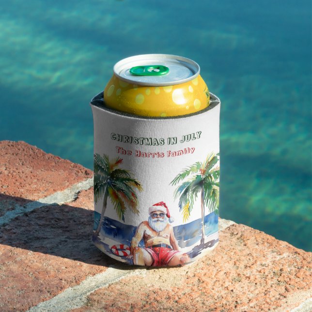 Summer Santa I Christmas In July  Can Cooler (In Situ Pool)