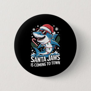 Summer Santa Jaws Vacation Christmas In July Shark 2 Inch Round Button