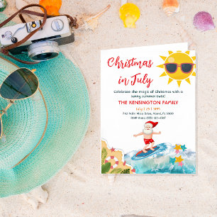 Summer Santa Tropical Beach Christmas In July  Invitation