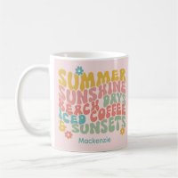 Summer Saying Retro Beach Iced Coffee Sunsets