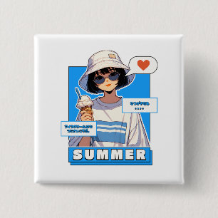 Summer Scoop Bliss 2 Inch Square Button