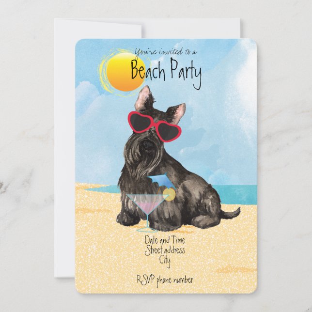 Summer Scottish Terrier Beach Party Invitation (Front)