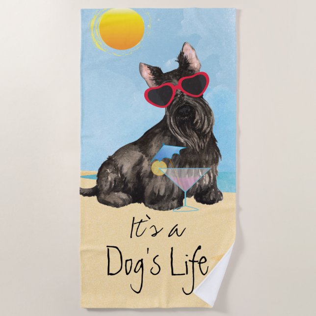 Summer Scottish Terrier Beach Towel (Front)
