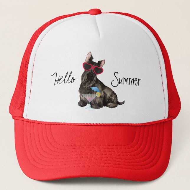 Summer Scottish Terrier Trucker Hat (Front)