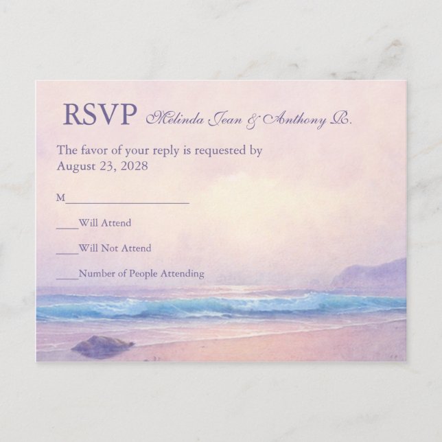 Summer Sea Beach Wedding RSVP Postcard (Front)