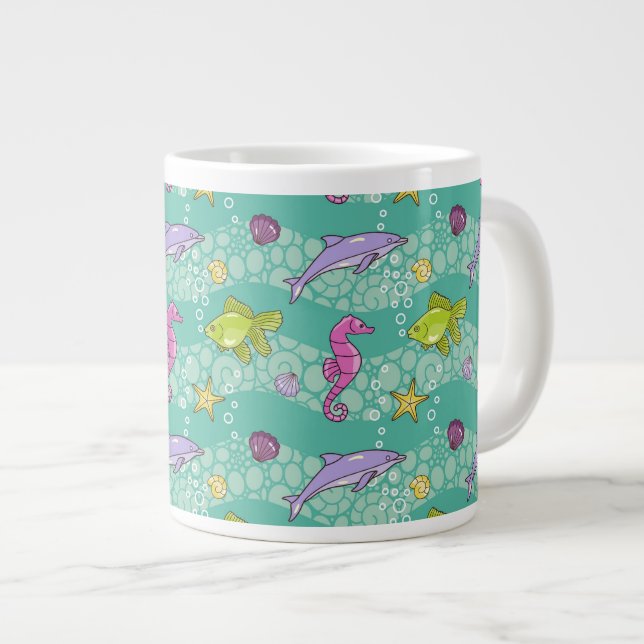 Summer Sea Pattern Large Coffee Mug (Front Right)