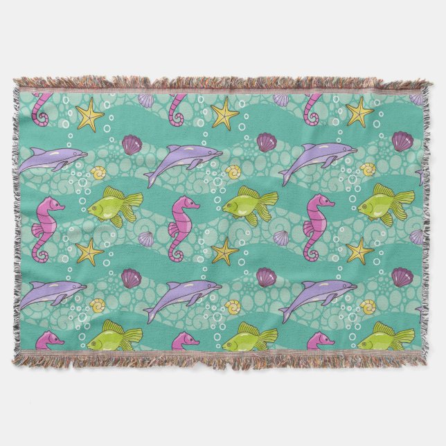 Summer Sea Pattern Throw Blanket (Front)