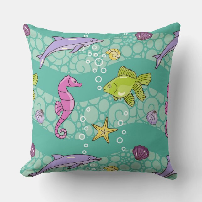 Summer Sea Pattern Throw Pillow (Front)