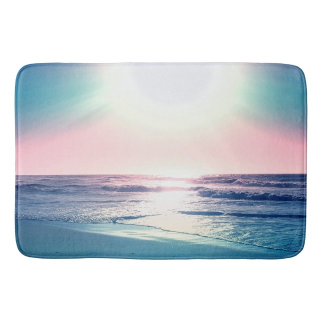 Summer Sea Sunset Tropical Beach Photo Bath Mat (Front)