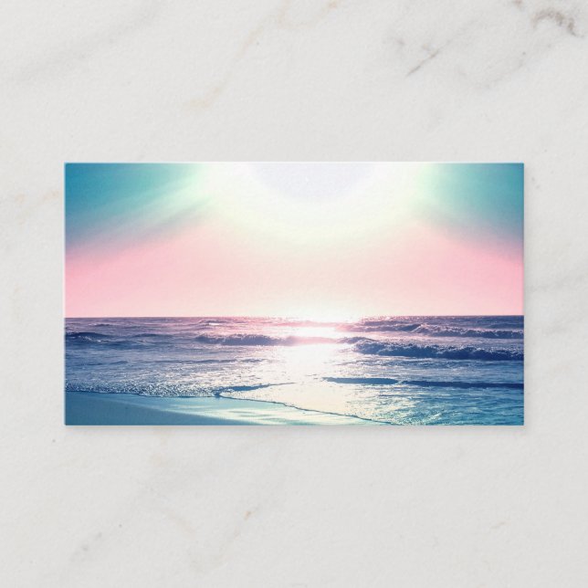 Summer Sea Sunset Tropical Beach Photo Business Card (Front)