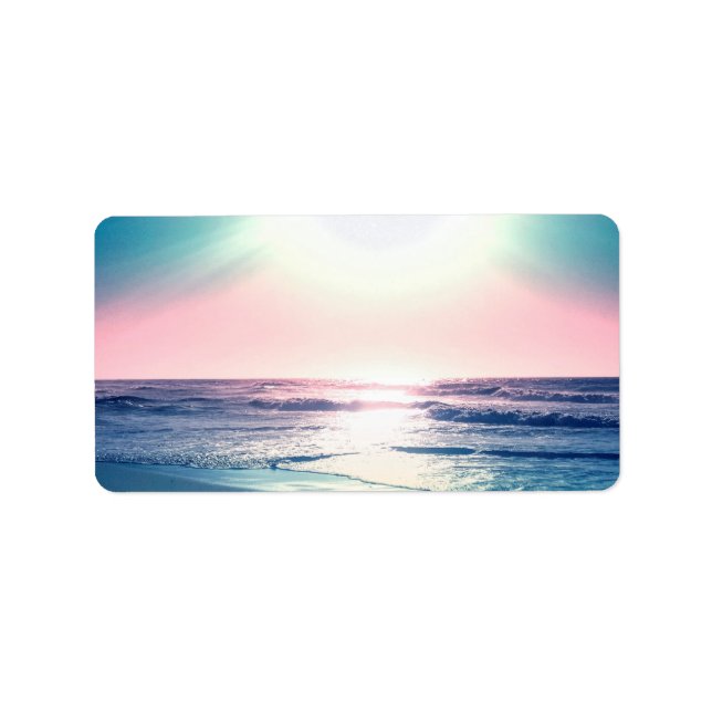 Summer Sea Sunset Tropical Beach Photo Label (Front)