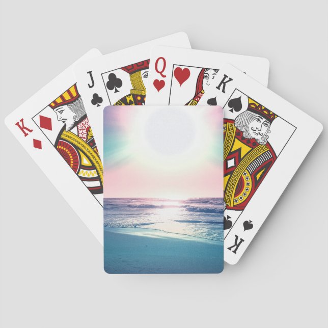 Summer Sea Sunset Tropical Beach Photo Playing Cards (Back)