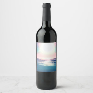 Summer Sea Sunset Tropical Beach Photo Wine Label