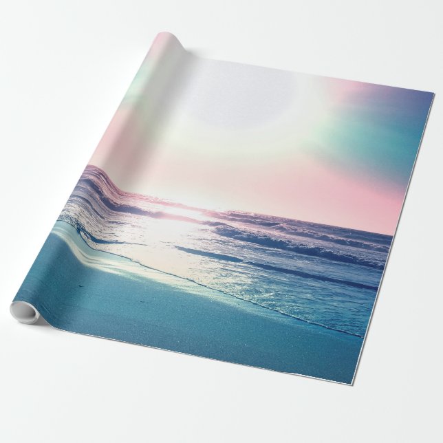Summer Sea Sunset Tropical Beach Photo Wrapping Paper (Unrolled)