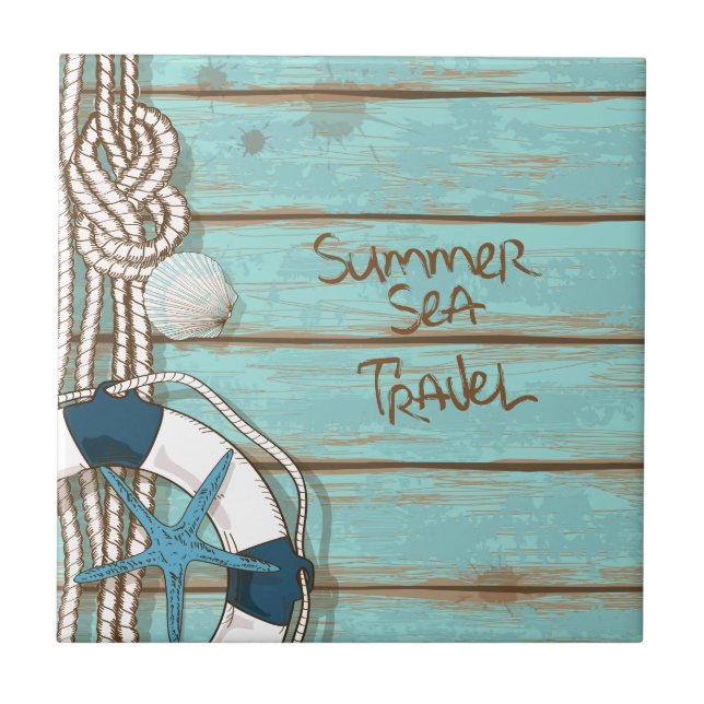Summer, Sea, Travel Nautical Design Tile (Front)