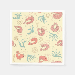 Summer Seafood Party Shrimp Design Napkin
