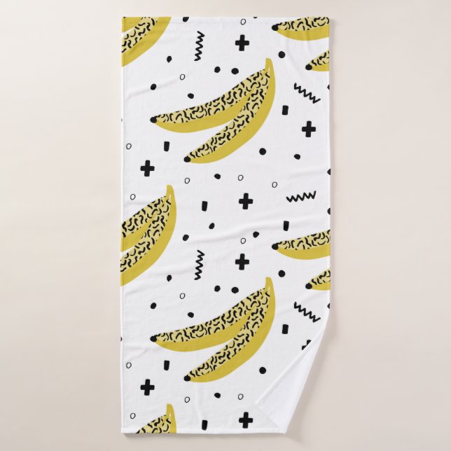 Summer seamless pattern with bananas in pop art st bath towel (Bath Towel)