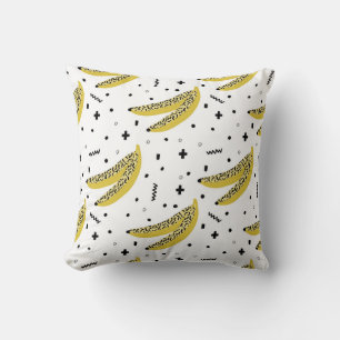 Summer seamless pattern with bananas in pop art st throw pillow
