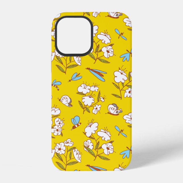 Summer seamless pattern with blossoming plants and iPhone case (Back)