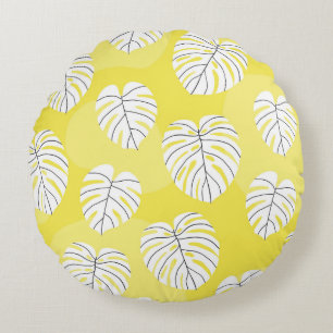 Summer seamless pattern with white stylized monste round pillow