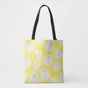 Summer seamless pattern with white stylized monste tote bag